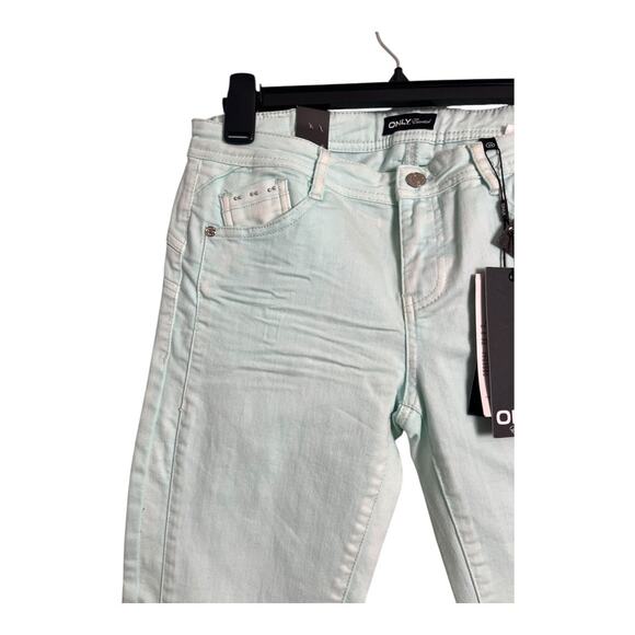 NWT Only Low Rise Jegging Distressed Turquoise denim Second Skin 29 - Picture 5 of 10